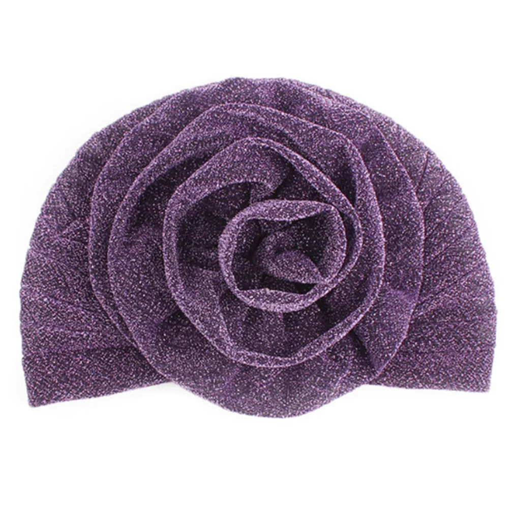 Elegant Shiny Turban Cap Women Muslim Hijab Islamic Jersey Chemo Cap Big Flower Head Scarf Ladies Head Wrap Cover Hijab Scarf