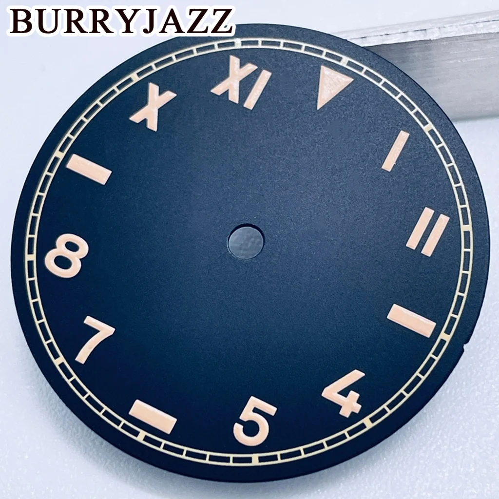 BURRYJAZZ 28.5mm No Logo NH35 NH36 NH38 NH39 ETA2824 2836 Miyota 8215 8200 Diver Watch Dial Green Luminous Watch Faces