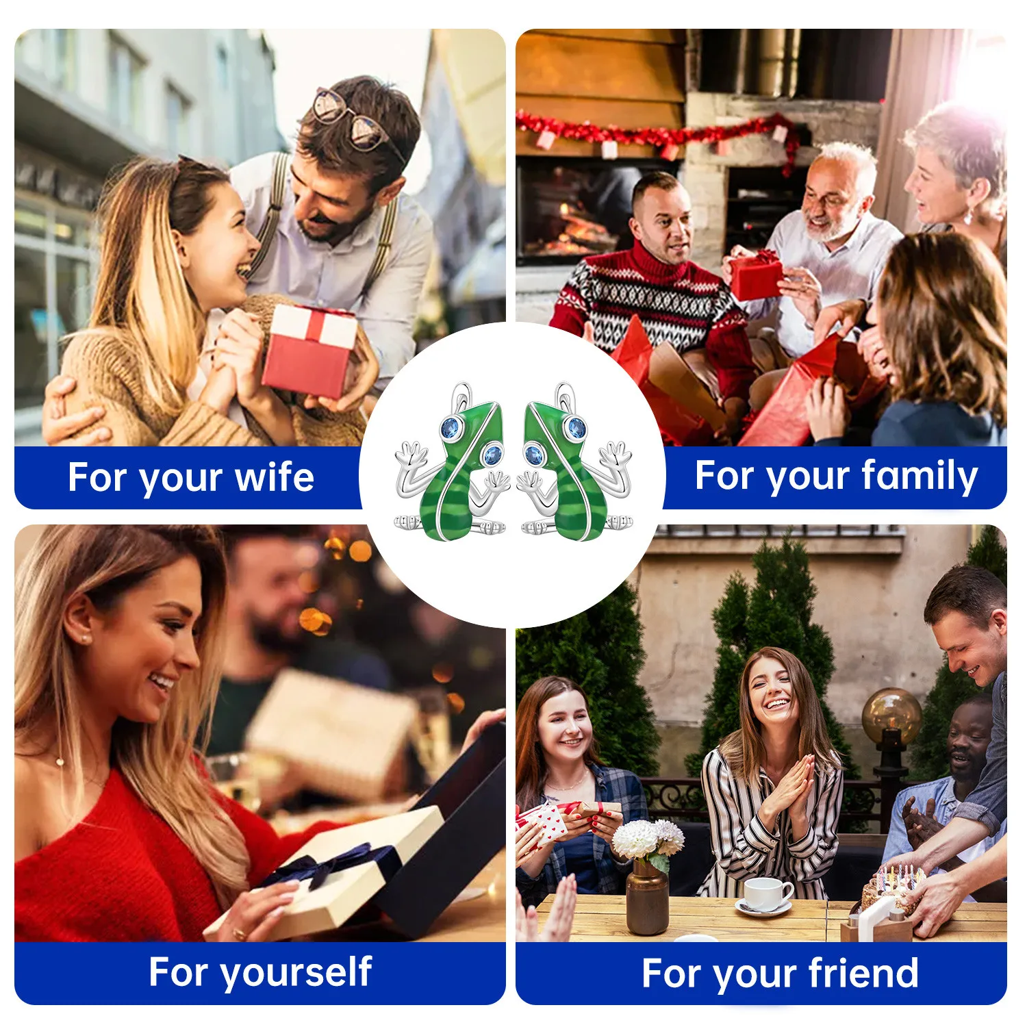 القرط الأصلي S925 الفضة الأخضر الحيوان القرط الحرباء الأزرق عيون الزركون أقراط الذكرى غرامة هدية الإكسسوار #5