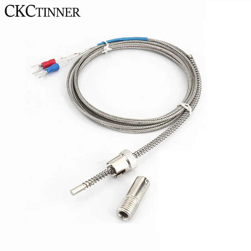 M12 K E Type Buckle Shielded Wire Thermocouple Temperature Sensor For Temperature Controller 1/2/3/4/5M 0-600℃ Removable Thread