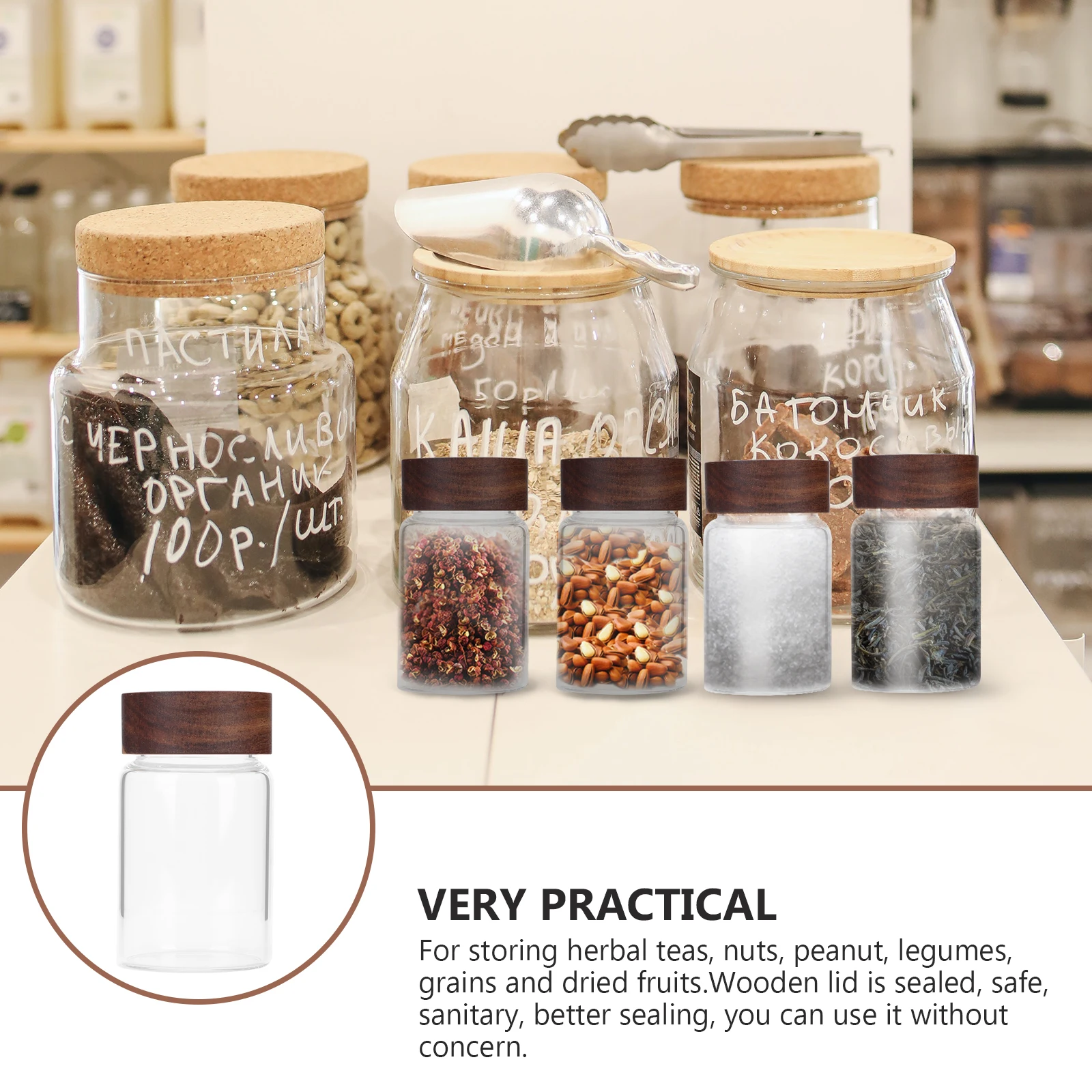 

1pc Glass Tea Jar Transparent Food Storage Container Airtight Moisture Proof For Herbs Nuts Dried Fruits Cereal Snacks Honey Can