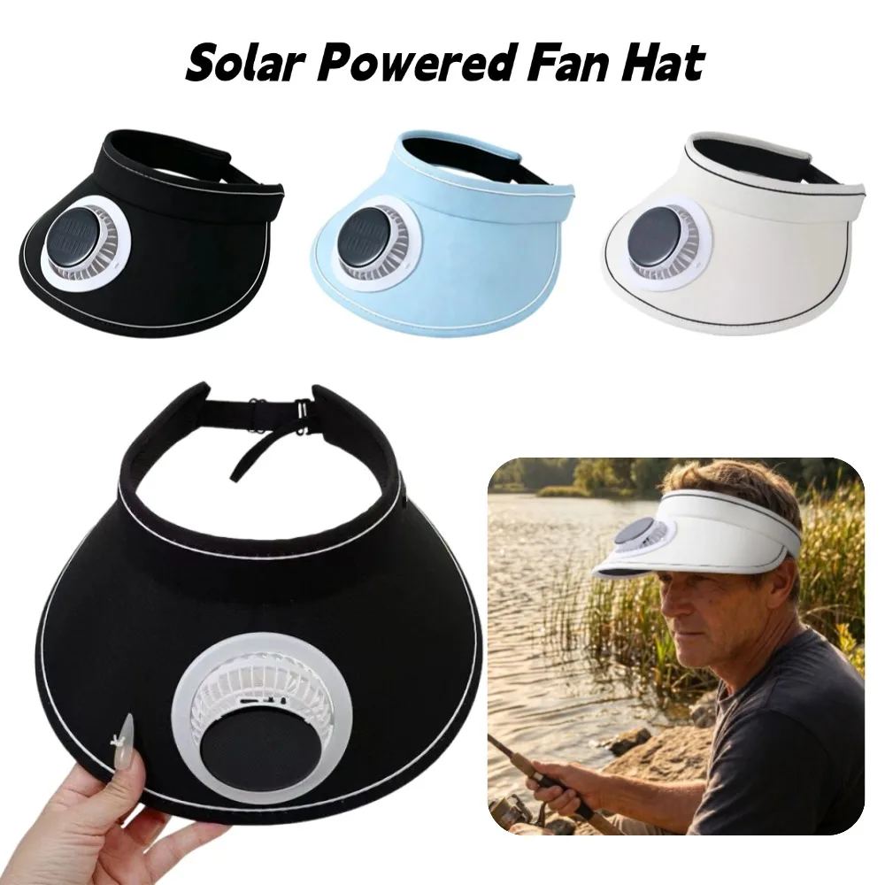 Solar Powered Fan Sun Hat For Men Women Summer Cooling Visor Cap Wide Brim UV Protection Outdoor Camping Fishing Hiking Sun Hat