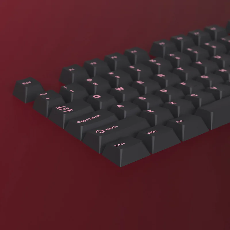 Black keycaps made of PBT material with regular engraving, complete set of 126 keys, original factory height dual color
