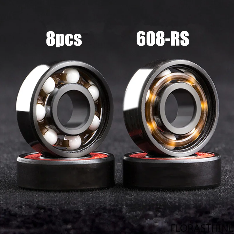8 Pcs 608RS Ceramic Wheels Bearing Spinner Finger Skateboard Skate Roller