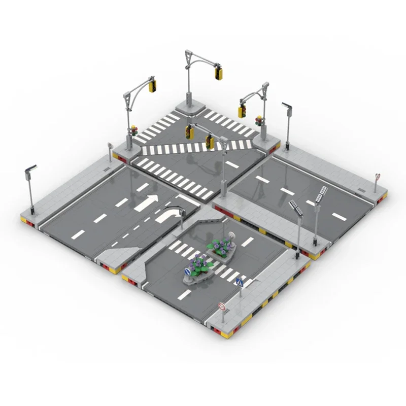 Stad Straat Uitzicht Model Moc Gebouw Bakstenen Stedelijke Wegennet Technologie Modulaire Blokken Geschenken Kerstspeelgoed Diy Sets Assemblage