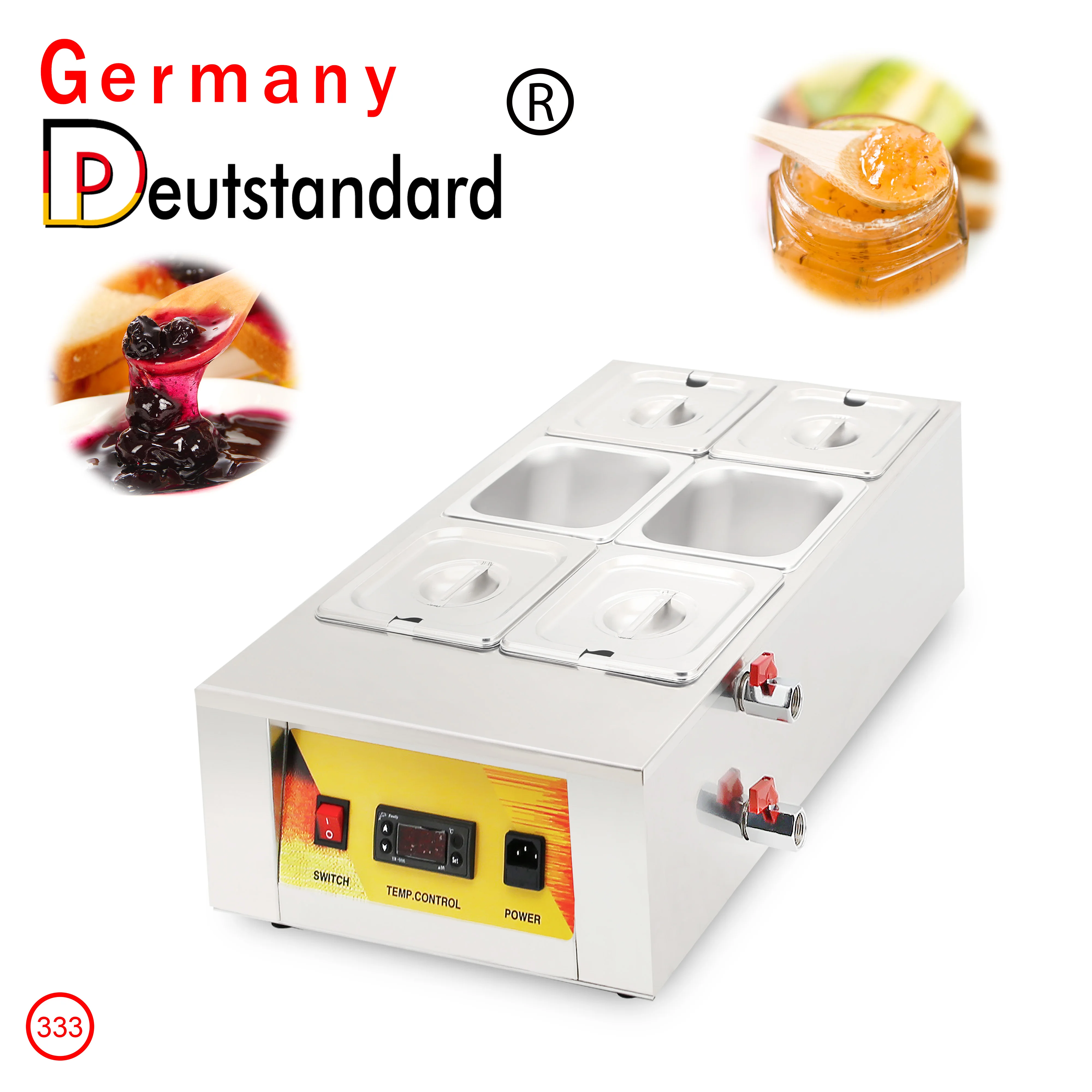 Deutschland Deutstandard NP-333 6 Tanks Elektrische Schokoladenschmelztiegelmaschine Kommerziell zum Schokoladenschmelzen und Erhitzen