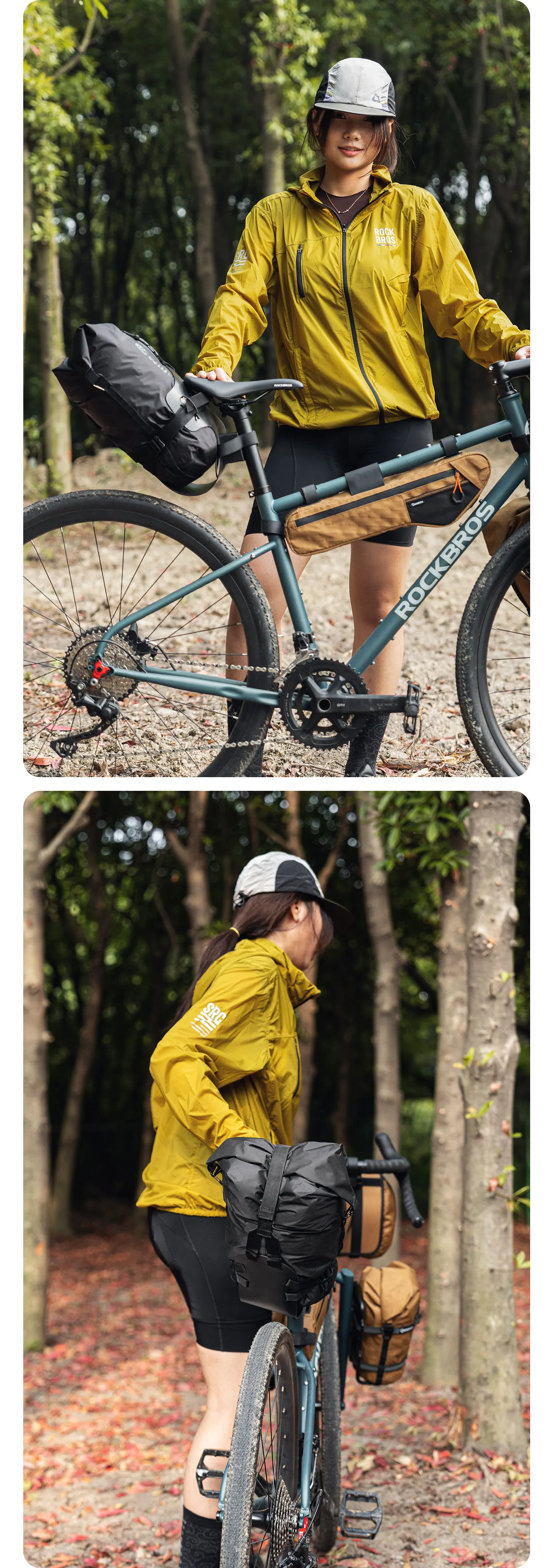 Qunature Bikepacking Packtaschen Wasserdichte Kompressionsbeutel für Rennrad und Mountainbike Leichte Faltbare Touring-Fahrradzubehör – Detail 30