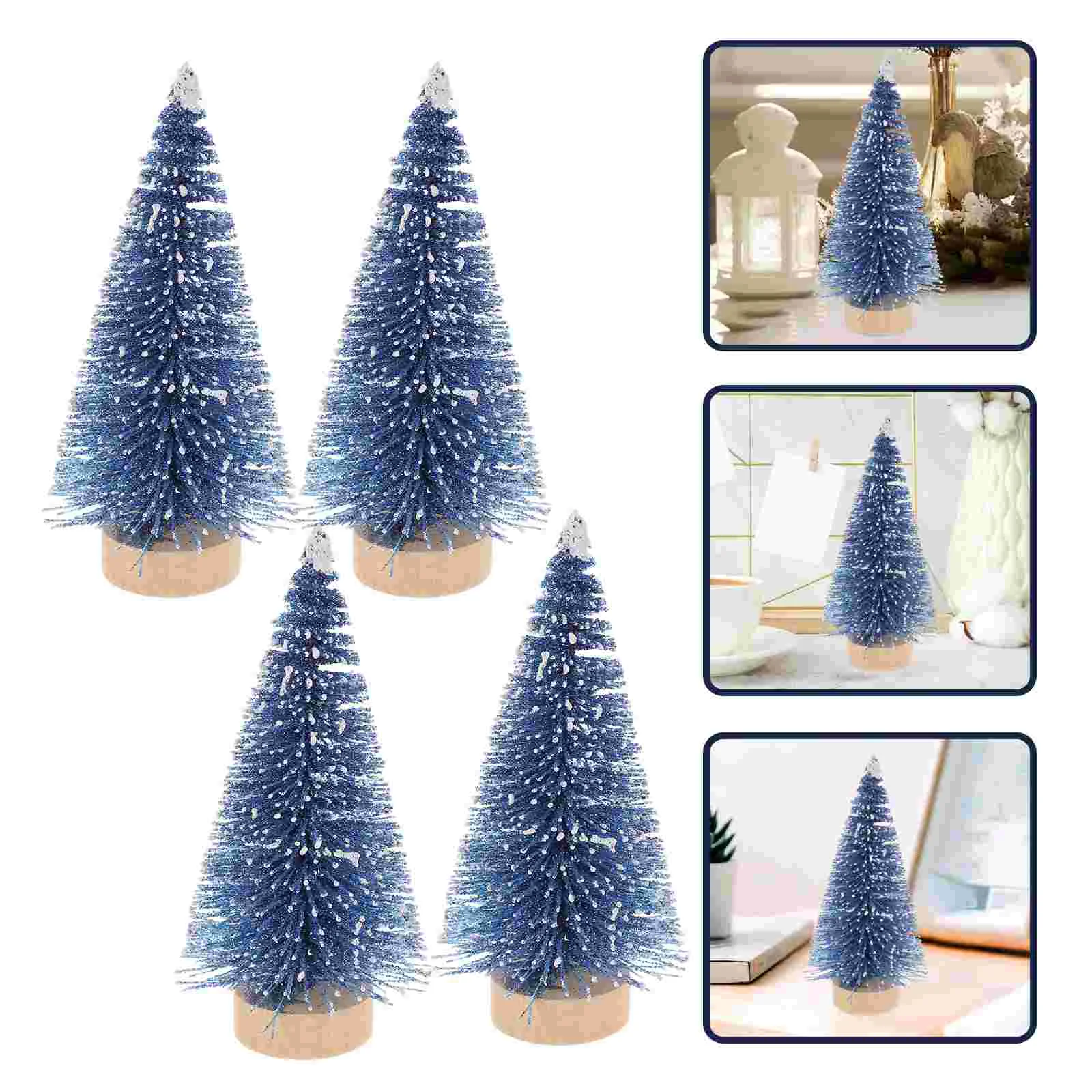 

4 Pcs Blue Mini Cedar Christmas Tree Artificial Xmas Trees Decorative Small Pine Festival Scene Decor Prop Desktop Christmas