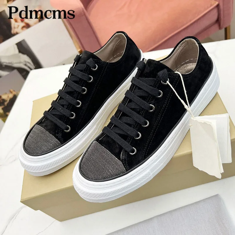 

Hot Knitted Platform Casual Flat Shoes For Women Thick Sole Lace Up Flats Loafers Designer Vacation Walking Shoes For Women