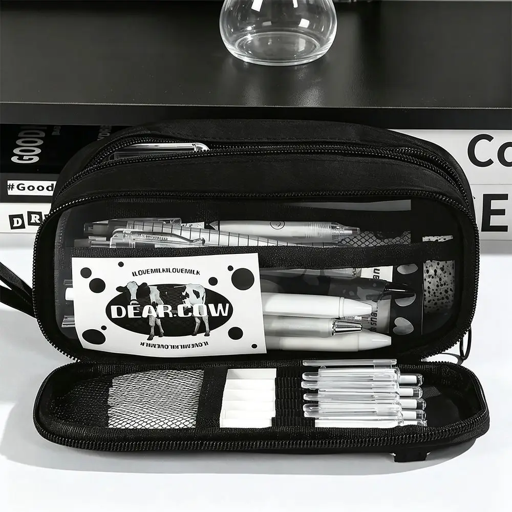 Multi-functional Solid Color Pencil Case Multi-layer Large Capacity Pencil Pouch Portable Stationery Organizer Bag Gift