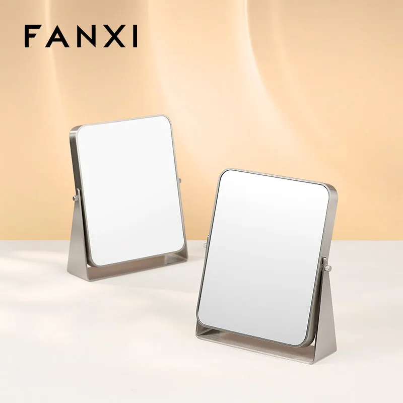 High end jewelry wearing mirror with high-definition mirror finish, brushed metal, multi-purpose 180 degree rotating mirror