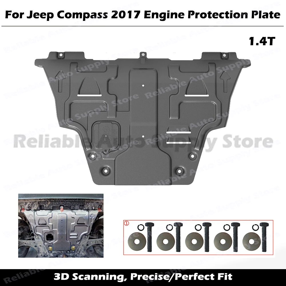 Engine Chassis Skid Plate Engine Shield For Jeep Compass 2017 1.4T Original Hole Anti-Impact Under Engine Protector Cover Guard