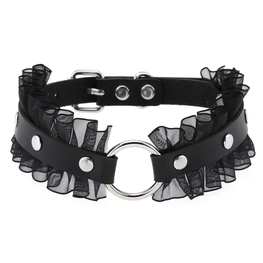 DIEZI Vintage Süße Kühle Hip Hop Niet Halsband Halskette Harajuku Gothic Club Schwarz PU Leder Kragen Drehmomente Halskette Schmuck