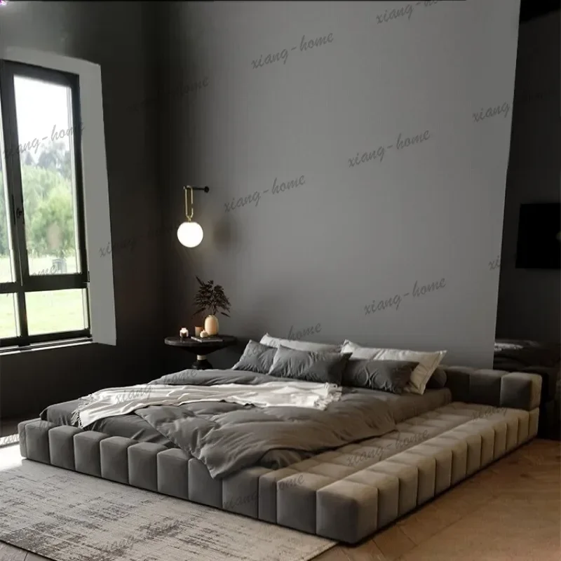 LSModern Queen Size Bed Minimalist Fancy Double Headboards Bed Sleeping Lounge Meubles De Chambre Home Furniture Accessories