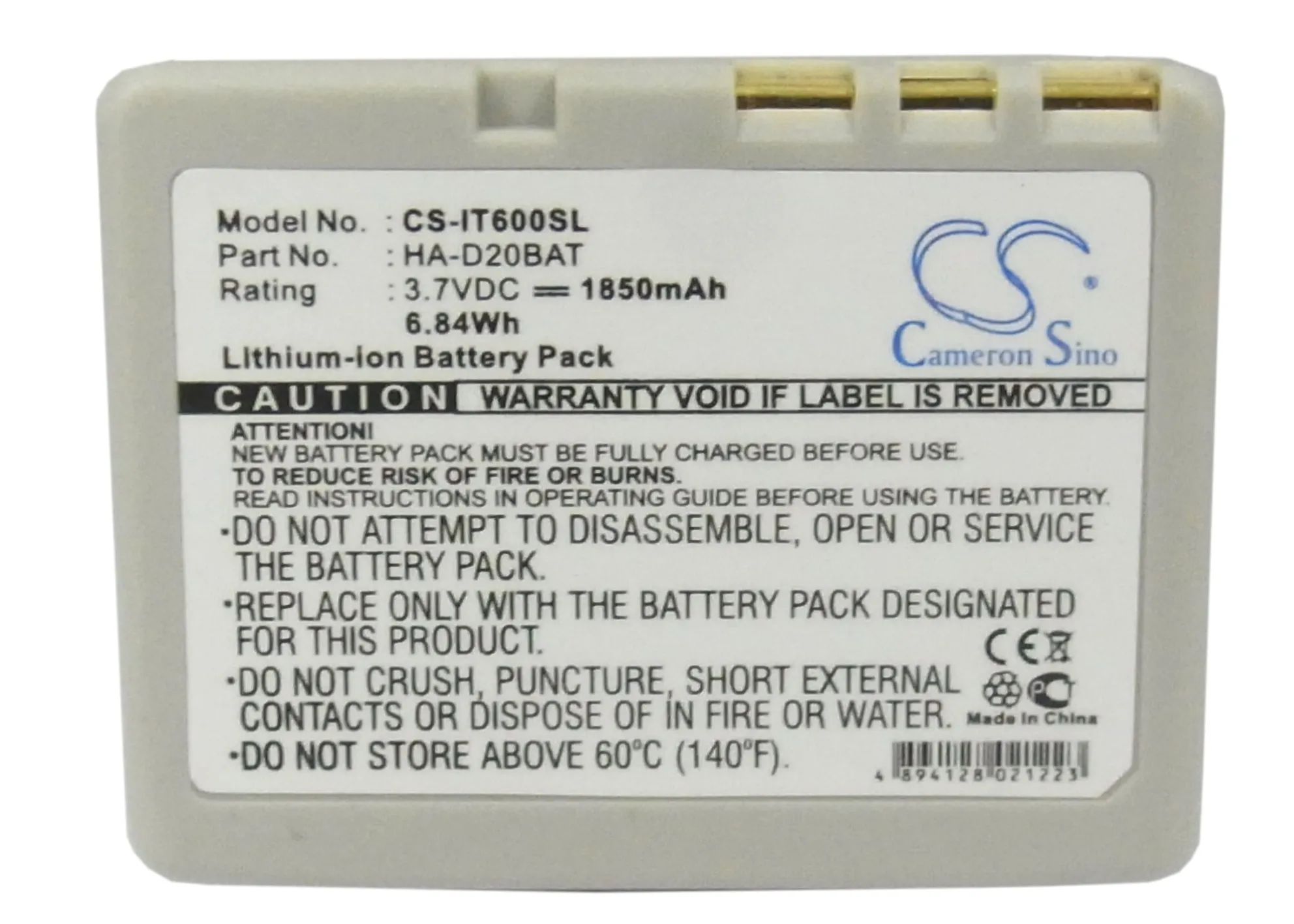 Barcode Scanner Li-ionBattery For Casio IT-600  IT-300  IT-G500  IT-800  IT-800RGC-65D Volts 3.7 Capacity 1850mAh