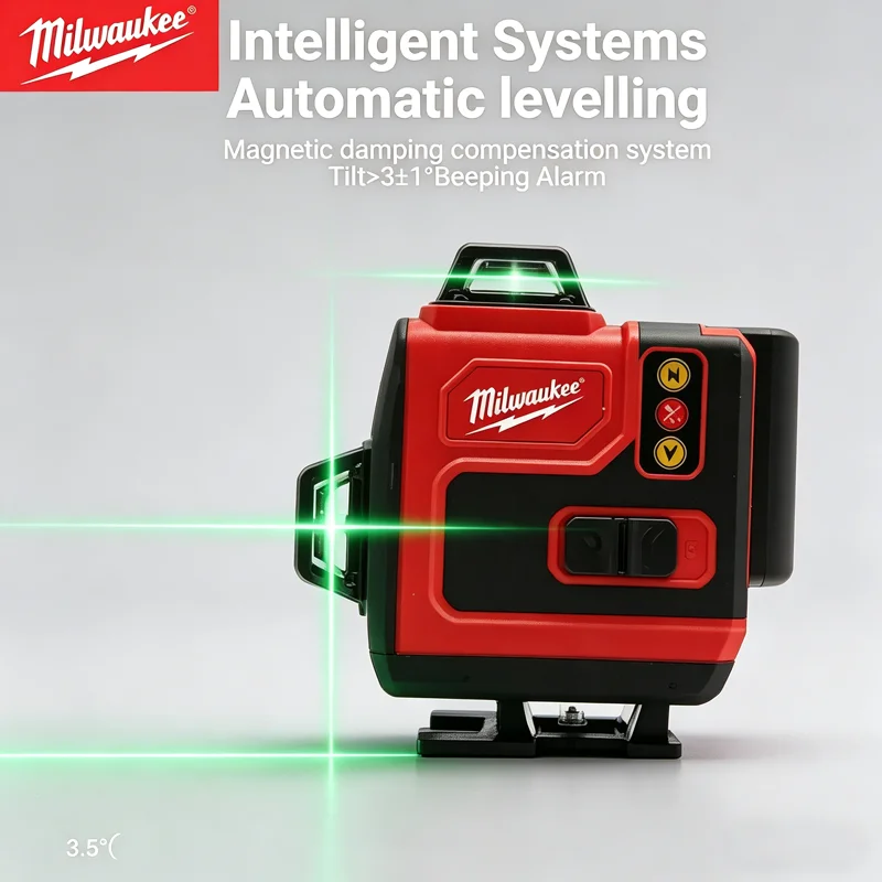 

Milwaukee Lithium-ion 6Ah Battery 18V 4d 6 Line laser levels high-precision green line Portable 360 Horizontal Vertical Level