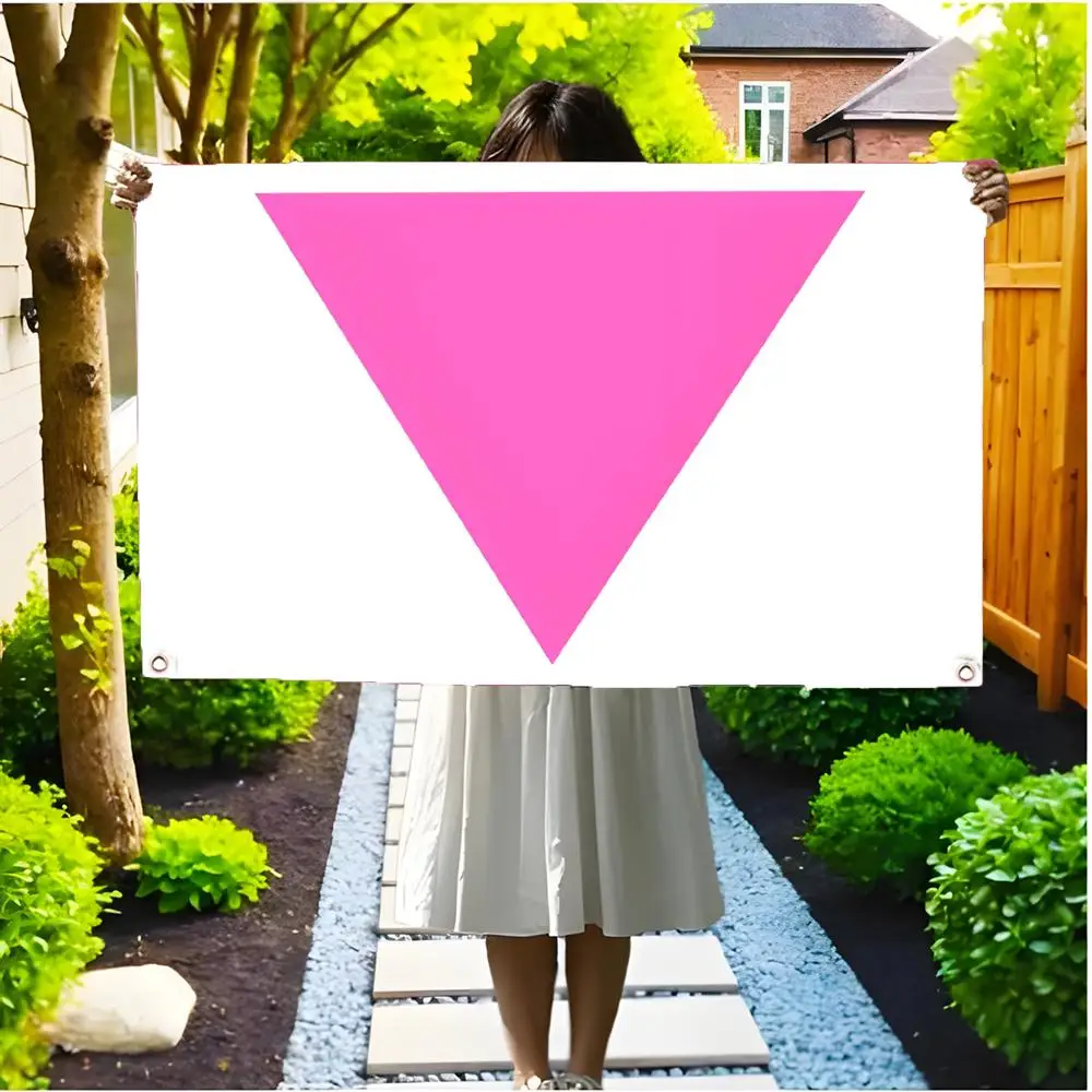 Historic Resilient pink T-triangle Pride Flags Borderless four-ring ornament indoor outdoor decoration effortless to hang