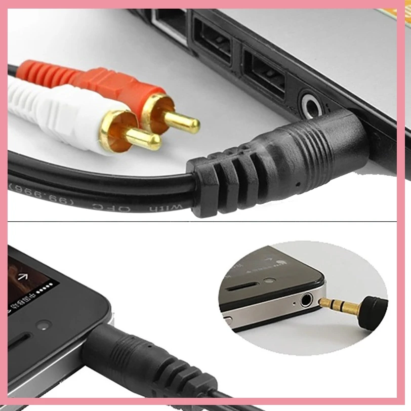 3.5mm Stereo Male Plug to 2 RCA Jack Audio Splitter Cable for MP3 MP4 Aux Phone TV Sound Computer PC Speakers Music Wire Cords