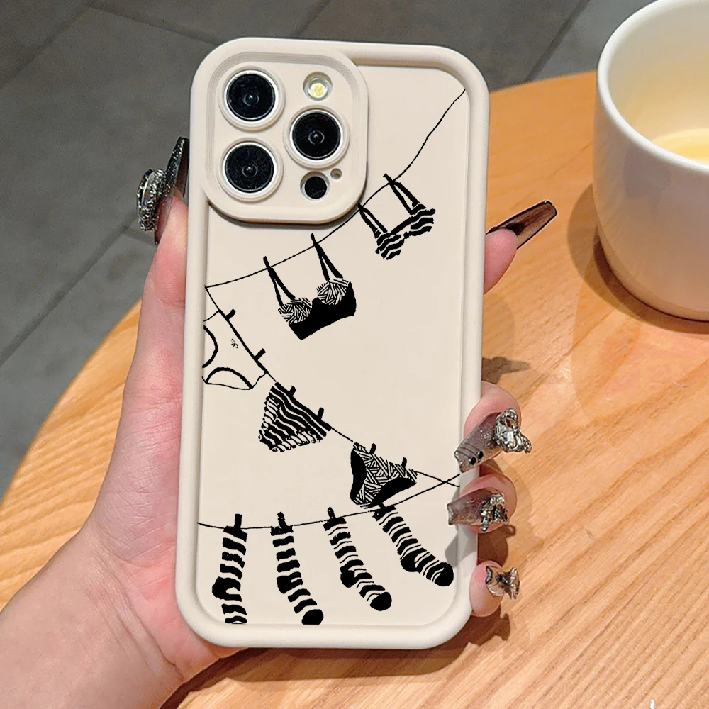 Creative Clothesline Phone Case For Samsung Galaxy Note 20 S24 S25 S23 S26 Plus S24 S23 FE S26 S24 S25 S23Ultra Soft Cover