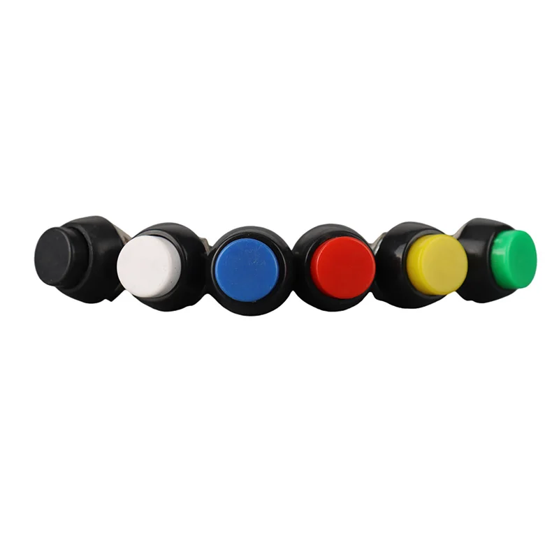 10 sztuk PBS-11A PBS-11B 12mm samoblokujący samo-odzyskiwanie plastikowy przełącznik chwilowy 3A 250V AC 2PIN 6 kolor
