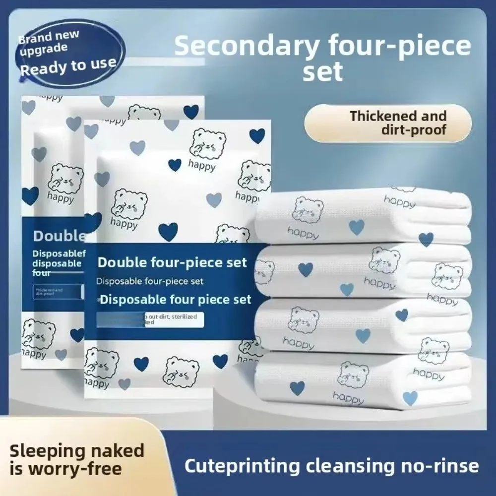 Thickened Material Non-Woven Bedding Set Three/Four-Piece Set Dirty Proof Disposable Bedding Set Non-Woven Fabric