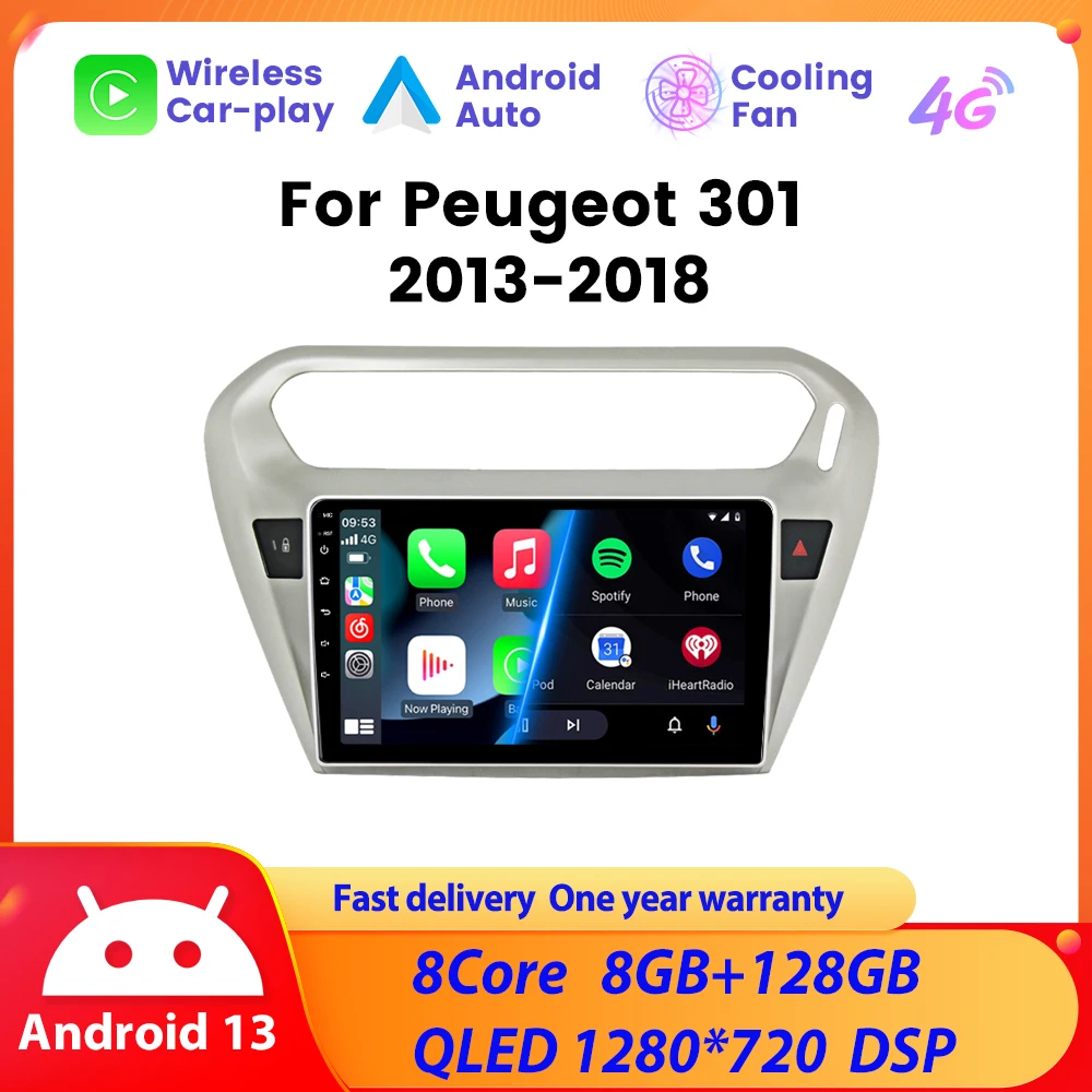 Car Radio For Peugeot 301 For Citroen C-Elysee CElysee 2012 -2016 Audio Autoradio Carplay Android Auto 4G WIFI Multimedia Player