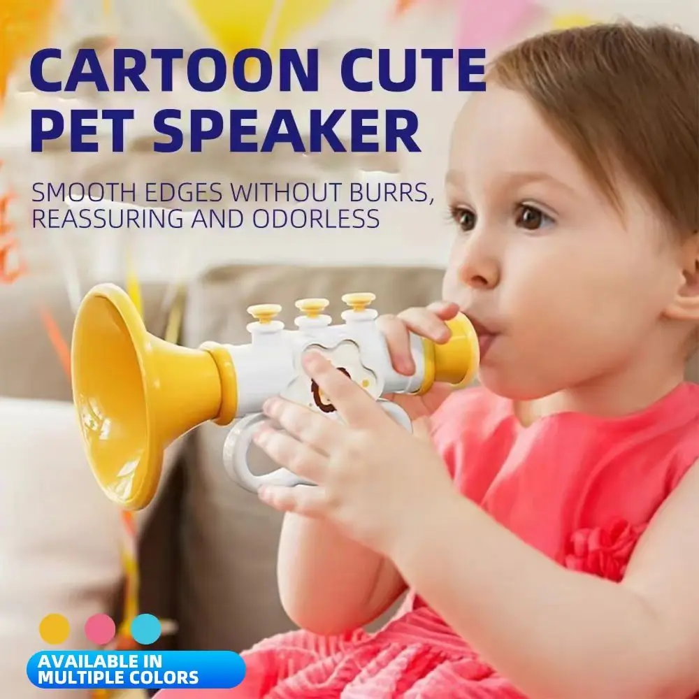 Early Learning Mini Blowing Trumpet With Hanging Rope Speech Enhancement Horn Toys Cartoon Musical Instrument Trumpet Toy Gift