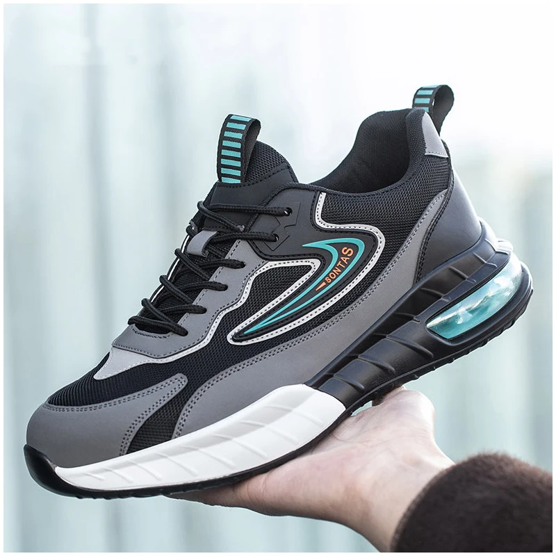 men fashion steel toe caps work safety shoes brand designer security boots air cushion worker sneakers safe footwear protection view 2