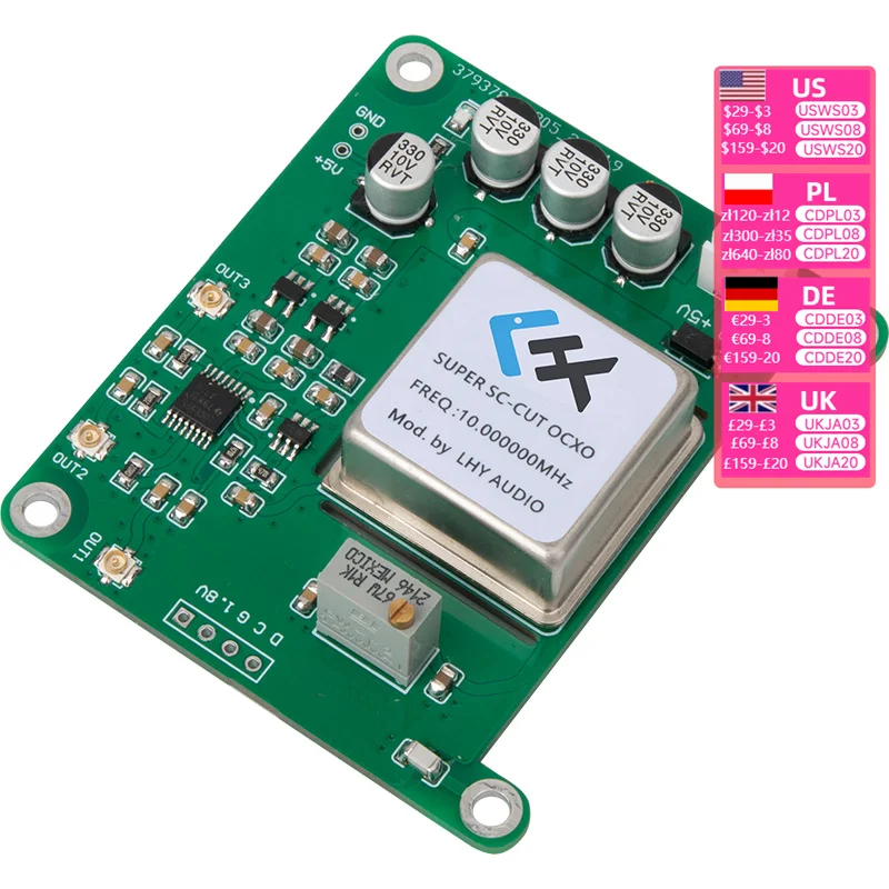 Raspberry Pi 4B Upgraded and Modified OCXO Ultra Low Phase Noise Thermostatic Crystal Oscillator Clock Board