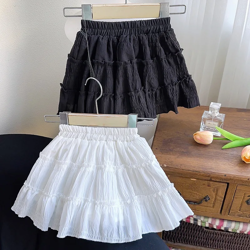 New Summer 2-7Y Childrens Skirt Sweet Cake Skirt with Multi-layer Ruffle for Girls Elastic Waist Cake Skirt