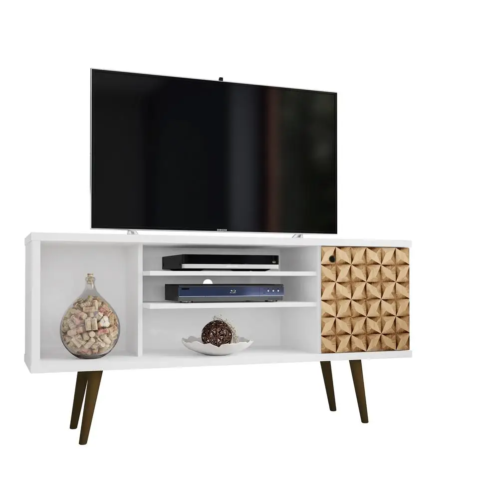 

Liberty 53-дюймовая подставка для телевизора с ножками из натурального белого дерева, медиаконсоль с местом для хранения вещей для гостиной, спальни