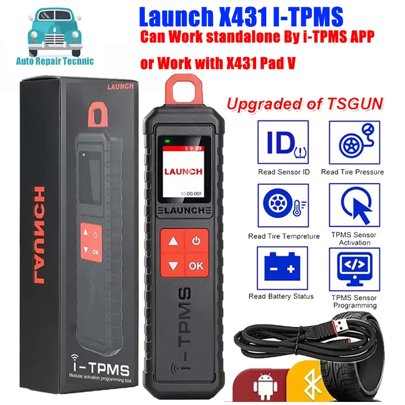 

Launch X431 i-TPMS Tire Pressure Detector Upgraded of TSGUN Can works standalone by i-TPMS APP or Work with Launch X431 V V+ etc