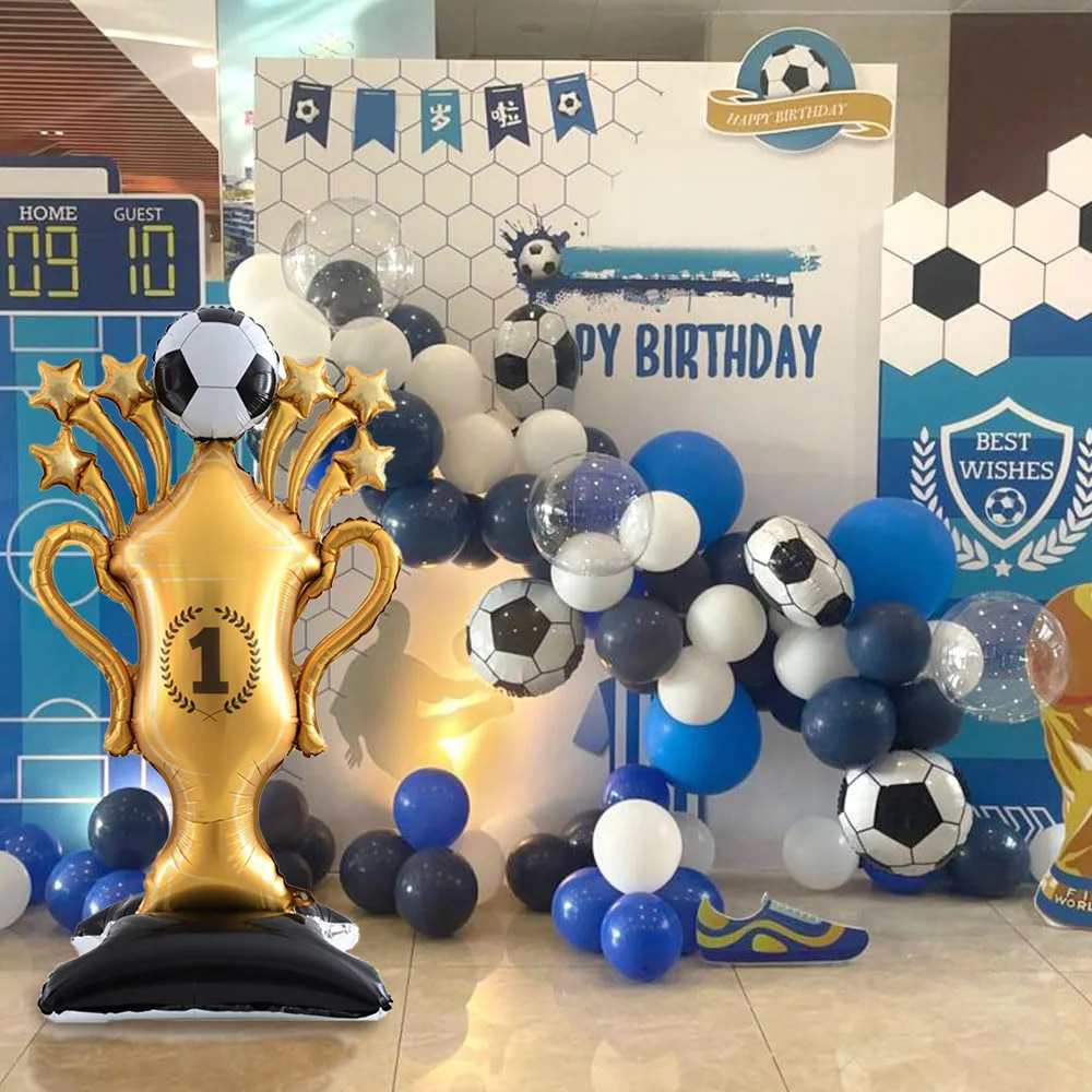 1-Pack of 59inch Standing Football Trophy Aluminum Foil Balloons, Suitable for Sports, World Cup, Football World Cup Parties, Themed Birthday Parties, Football Birthday Party Decorations view 6