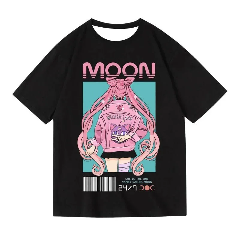 

2026 модная Kawaii красивая девушка с узором Y2K, новая мужская и женская уличная футболка с круглым вырезом в стиле ретро, одежда высокого качества