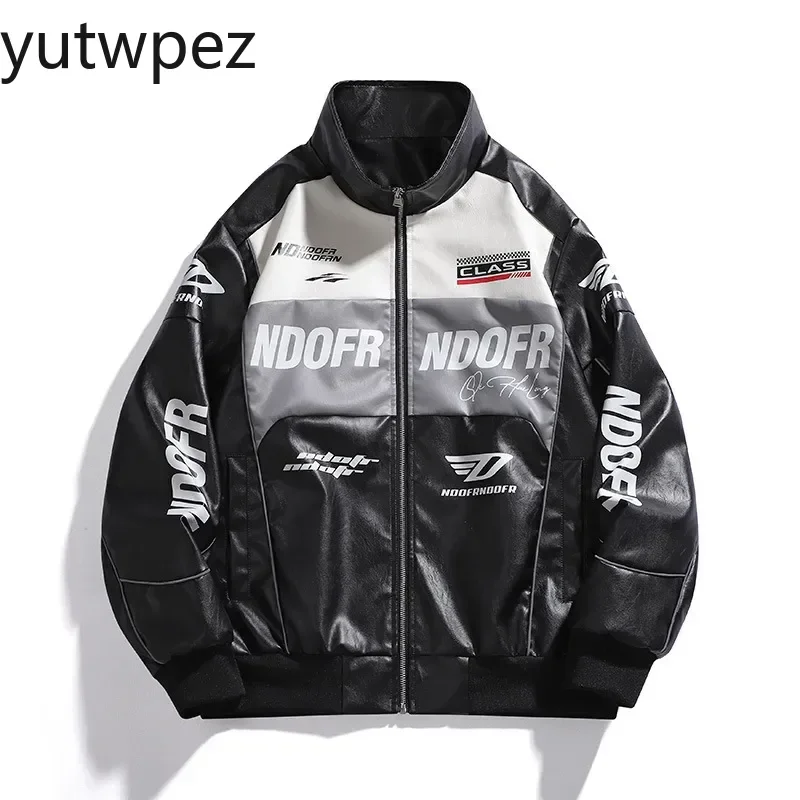 

Outdoor Hiking Cycling Camping Retro Motorcycle PU Leather Jacket Racing Windbreaker Outdoor Sport Bicycle Men's Top Coat Parkas