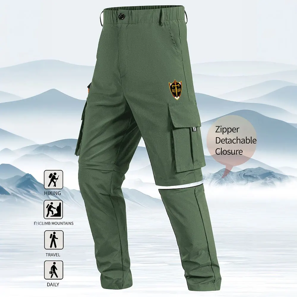 

Men's Baggy Cargo Shield Print Long Trousers Zipper Variable Shorts Fit Bicycle Cycling Pants Hiking Camping Male Trousers