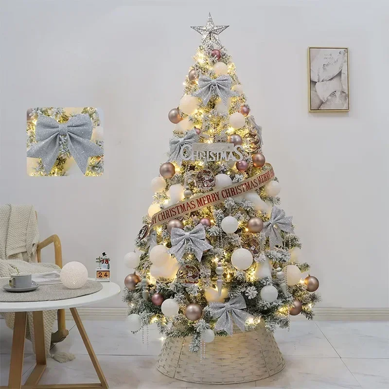 210cm White Holiday Decorations Christmas Tree Large Bright Outdoor Christmas Tree Exquisite Bowknot l Home Decor