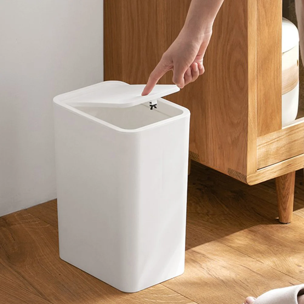 

Push Trash Can Waste Container Push-type Bin Garbage with Lid Cans Square Kitchen Household