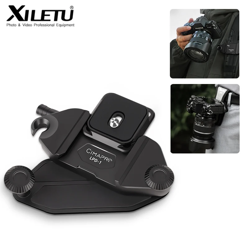 XILETU Cimapro Backpack Camera Clip Universal Arca Swiss Quick Release Plate for DSLR Sony Nikon Camera Hassle-Free