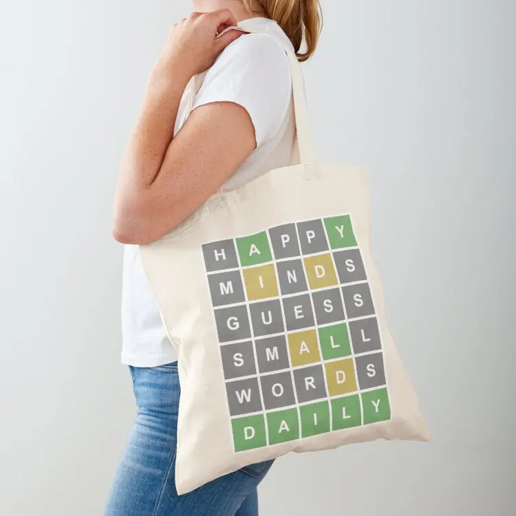 

Happy Minds Guess Small Words Daily Wordle Game Tote Bag Beach bag canvas bags supermarket folding bag Shopper handbag