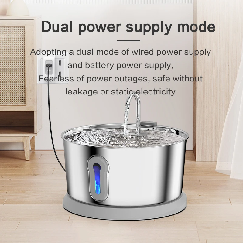 Automatic Water fountain Cat Cats With Replacement Filter 4.0L Stainless Steel Dual Radar Induction Dispenser Level Window