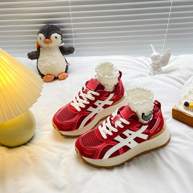 

Breathable Mesh Platform Sneakers for Women 4.5cm Thick Sole Comfortable Walking Shoes Non Slip Fashion Athletic Footwear