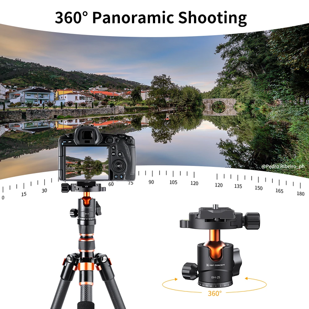 K&F CONCEPT BH-28L Ballhead Tripod Mount Adapter 28mm Large Ball Head Adapter with Quick Release Plate 10kg/22lbs Load Capacity