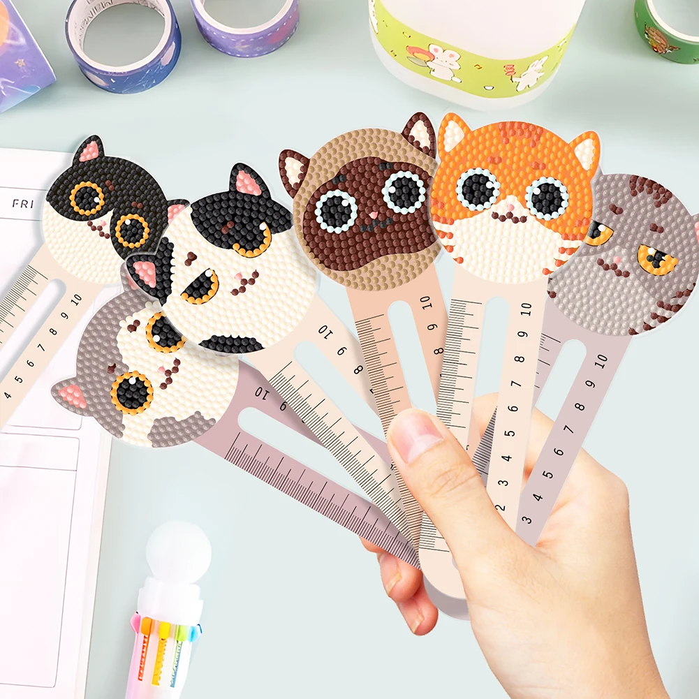 

6 шт., 2D/плоский мультяшный животный узор, сделай сам, алмазная живопись, художественная закладка, линейка, набор, подарок для любителей книг, мозаика, товары для рукоделия