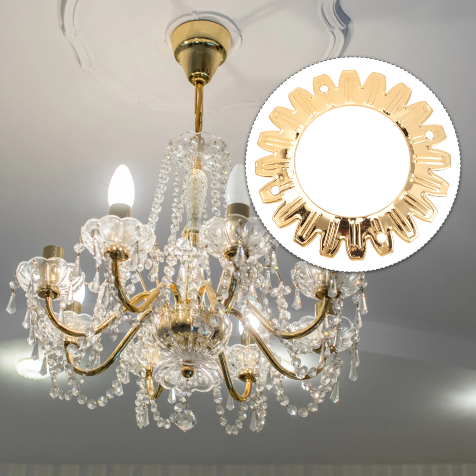 

10Pcs Flower Design Lamp Plate Cover Iron Ring Lighting Top Decoration Durable for Indoor Lighting Corridor Restaurant Bar Cafe