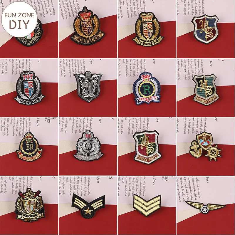 FZdiy Patches for Clothing Anchor Shield Badge Thermoadhesive Patch Iron on Patches Embroidery Applique on Clothes