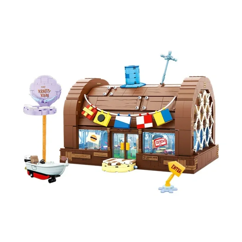 2700 stuks BurgerShop bouwstenen met 6 figuur cartoon restaurant assemblagemodel bakstenen puzzel DIY creatief speelgoed volwassenen cadeau
