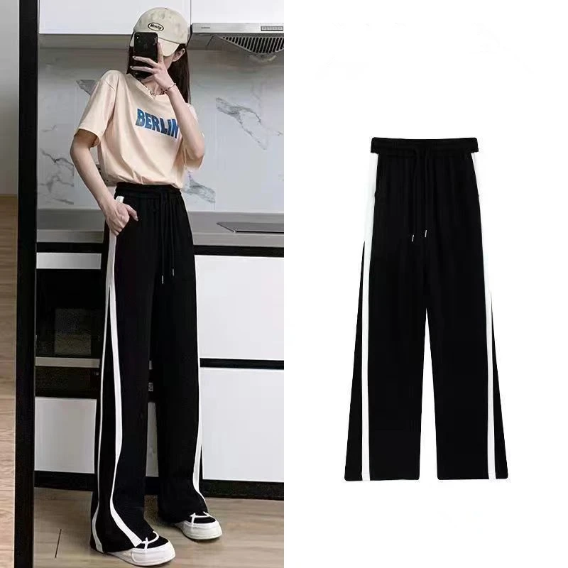 2023 Autumn Winter Women Loose Sweater Stripe Pants Matching Sets Preppy Style Polo Patchwork Knit Tops Trousers Outfits Female