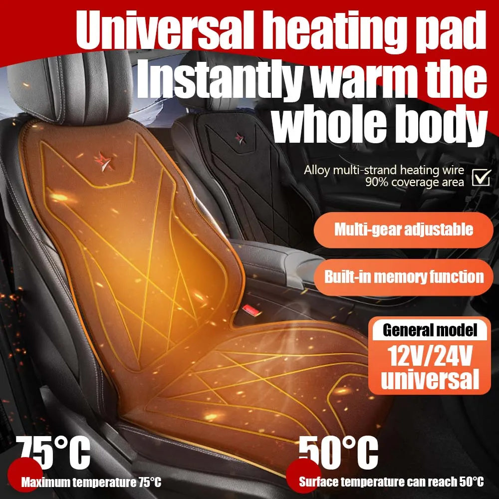 

Car Seat Heater 12V/24V Universal Fast Thicken Heated Car Seat Cushion Cover Electric Heater Winter Warmer Heating Pad