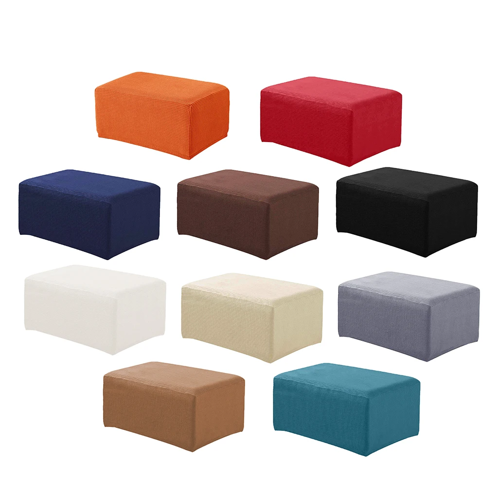 Furniture Cover for Ottoman Pouf Foot Stool Slipcover Stretchable Protector Soft Polyester for Kids Pets Home